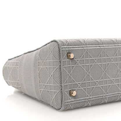 Christian Dior Canvas Embroidered Cannage Medium Lady D-Lite Gray 9 of 10