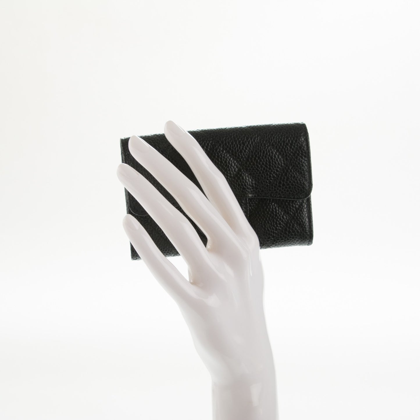 Caviar Quilted Flap Card Holder Black