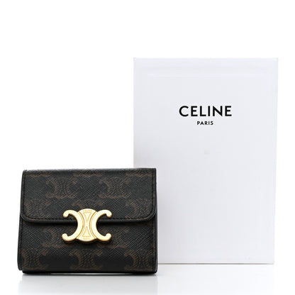 Celine Triomphe Canvas Compact Wallet With Coin Purse Tan 15 of 15