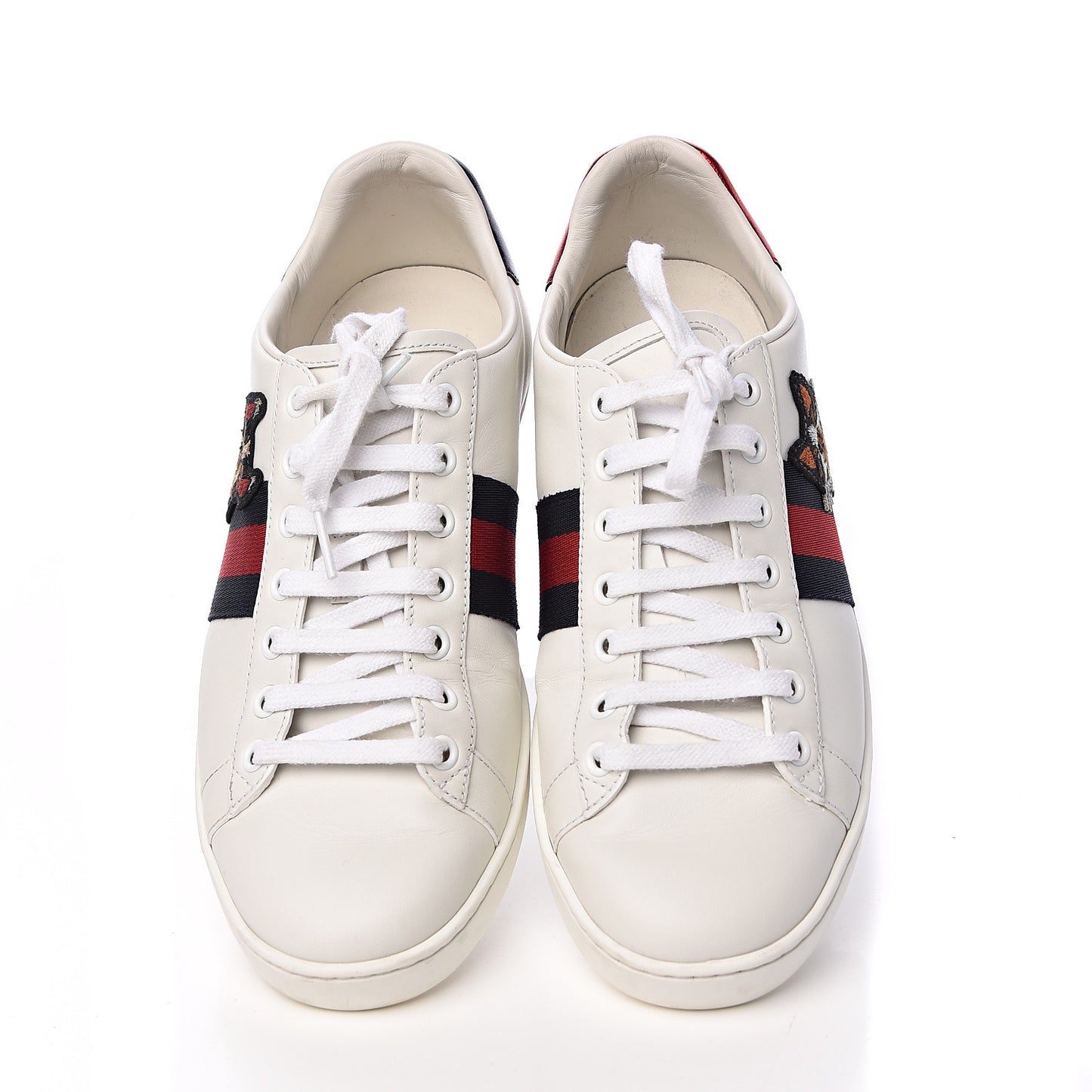 Calfskin Web Bosco Embroidered Ace Sneakers 38.5 White Green