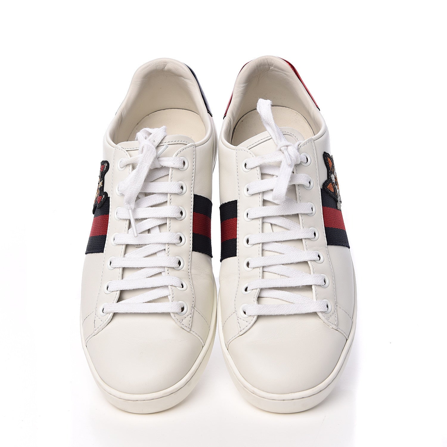 Gucci Calfskin Web Bosco Embroidered Ace Sneakers 38.5 White Green 7 of 18