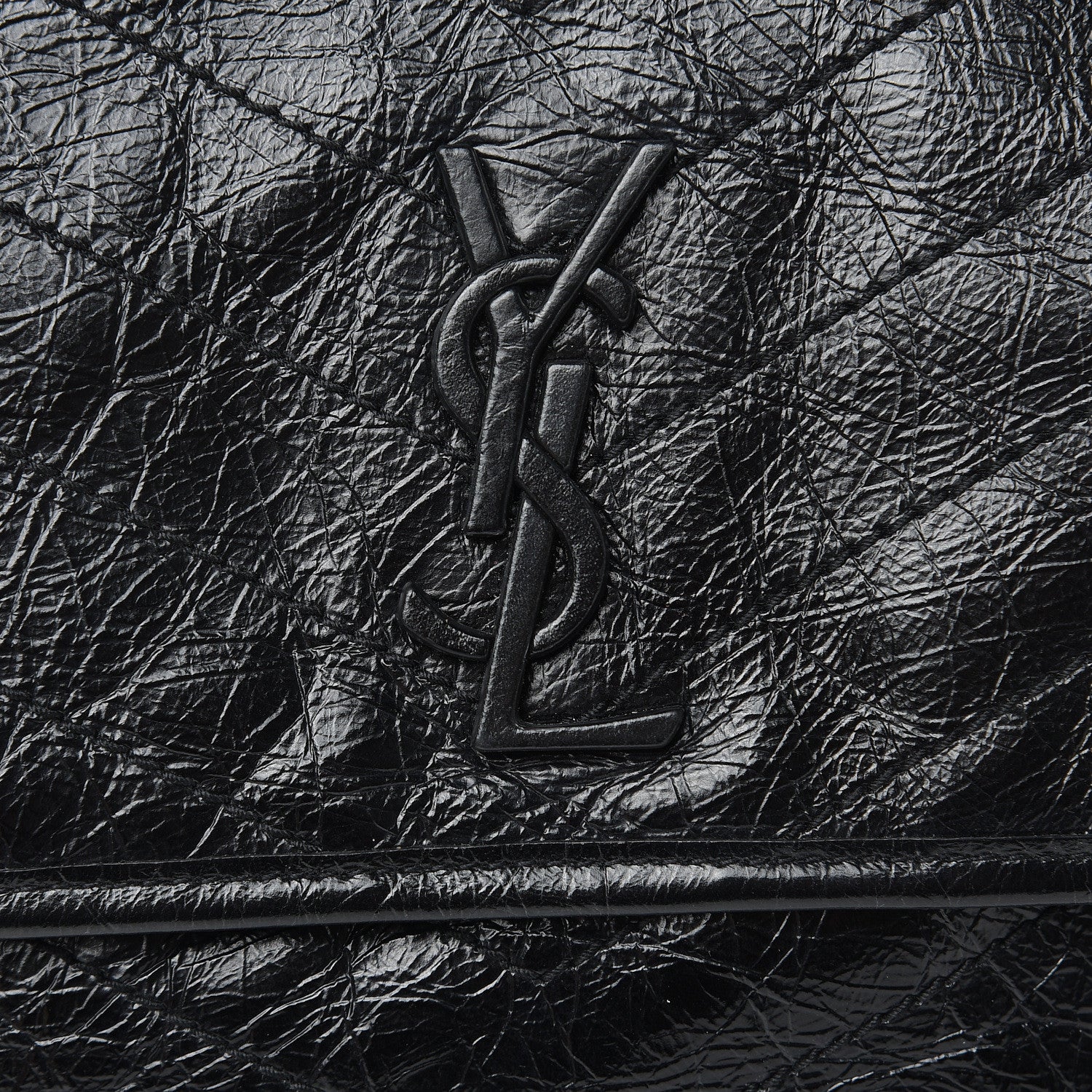 Saint Laurent Crinkled Calfskin Matelasse Monogram Medium Niki Chain Satchel Black 11 of 13