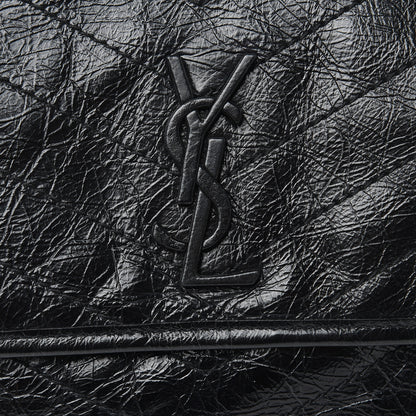 Saint Laurent Crinkled Calfskin Matelasse Monogram Medium Niki Chain Satchel Black 11 of 13
