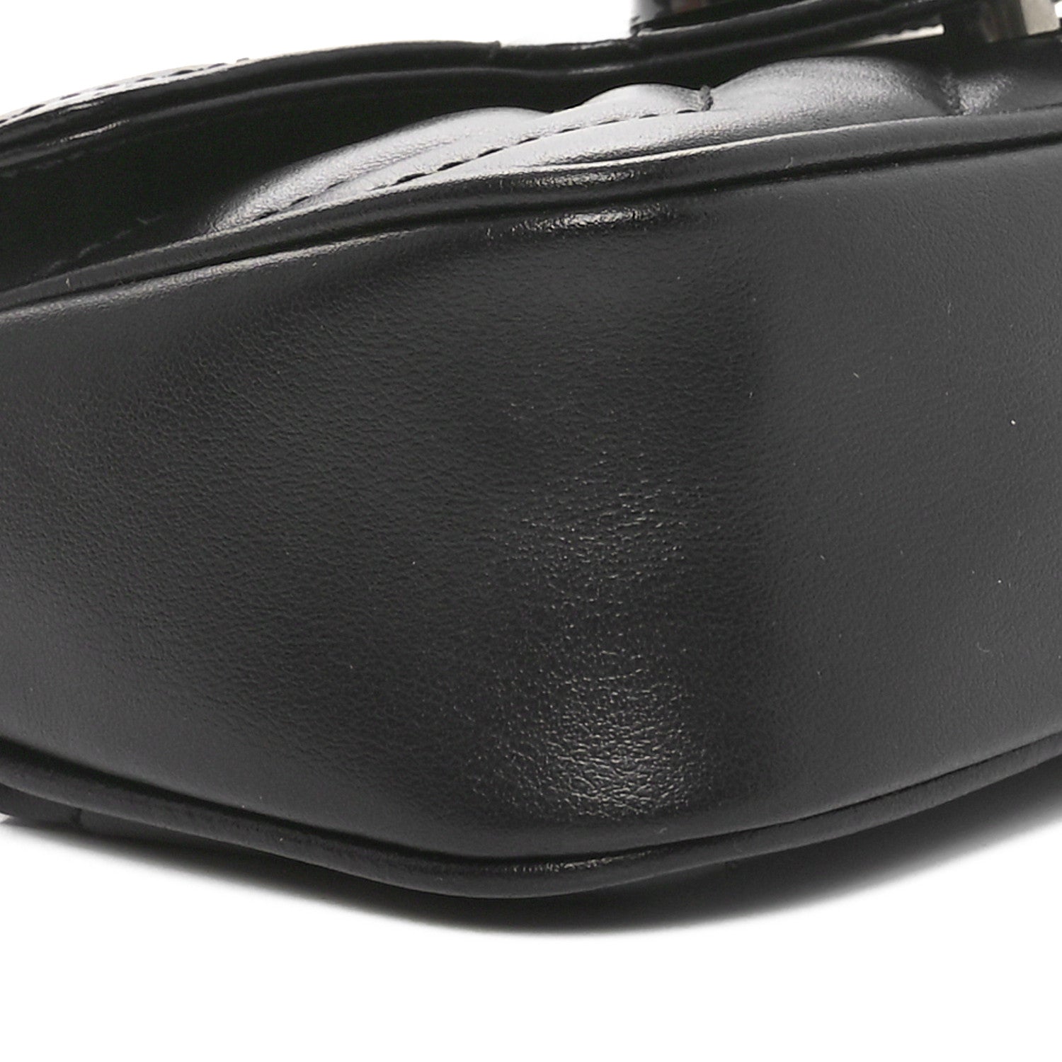 Gucci Calfskin Matelasse Monochrome GG Marmont Chain Belt Bag Black 9 of 10