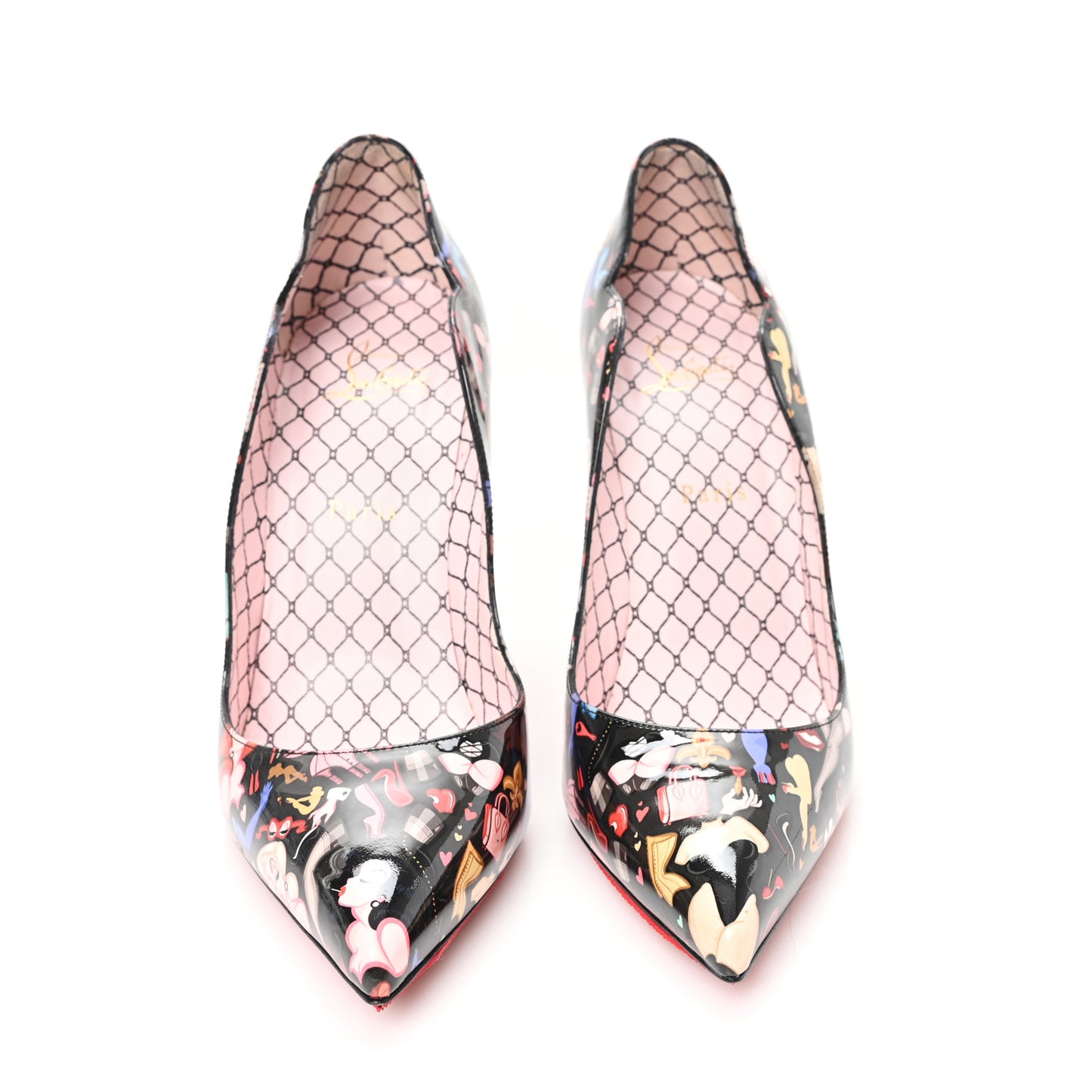 Patent Bored Lin Resille Hot Chick 100 Pumps 40.5 Black Multicolor