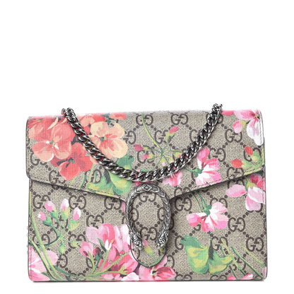 Gucci GG Supreme Monogram Blooms Mini Dionysus Chain Wallet Beige Multicolor Dry Rose 1 of 10