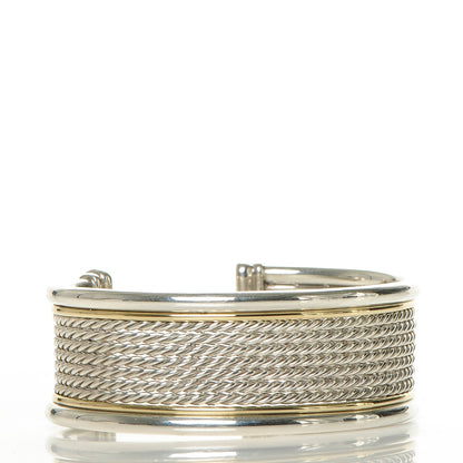 David Yurman Sterling Silver 18K Yellow Gold 23mm Cable Cuff 3 of 4