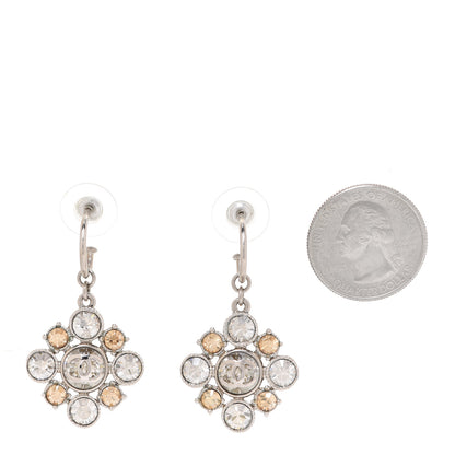 Chanel Crystal CC Flower Drop Earrings Silver 2 of 4