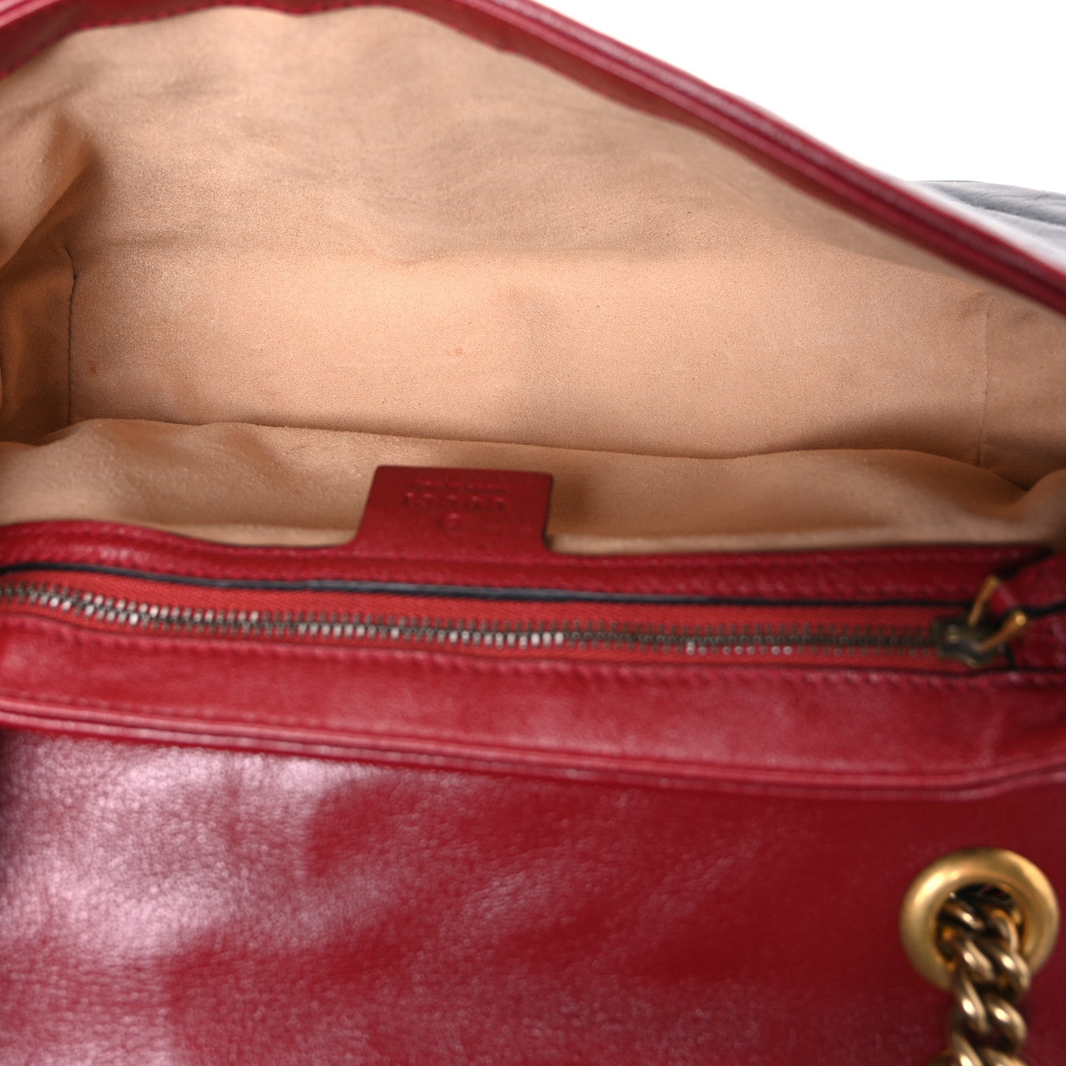 Gucci Vintage Effect Calfskin Matelasse Diagonal Small Torchon GG Marmont Shoulder Bag Black Romantic Cherry 5 of 10