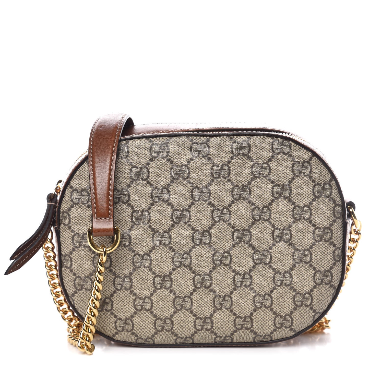GG Supreme Monogram Cuoio Toscano Mini Chain Shoulder Bag Beige Ebony Cuir