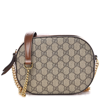 Gucci GG Supreme Monogram Cuoio Toscano Mini Chain Shoulder Bag Beige Ebony Cuir 1 of 12