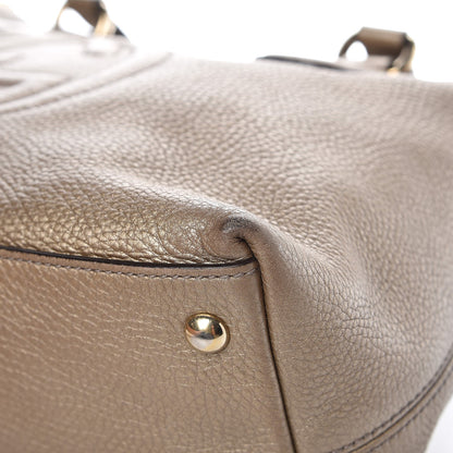 Gucci Metallic Cellarius Calfskin Small Soho Top Handle Satchel Golden Beige 15 of 18