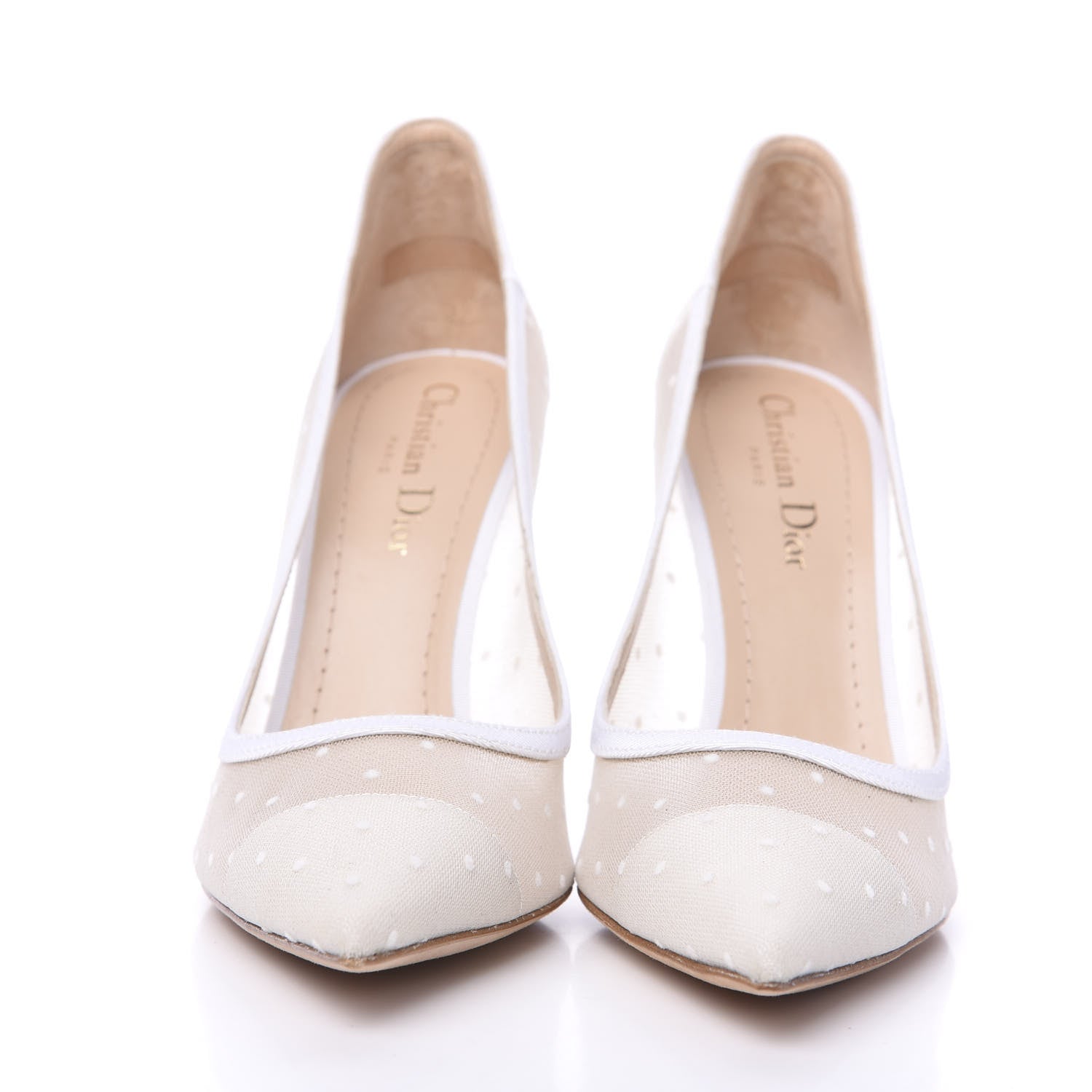 Christian Dior Mesh Plumetis Tulle D-Moi Pumps 38.5 White 2 of 8