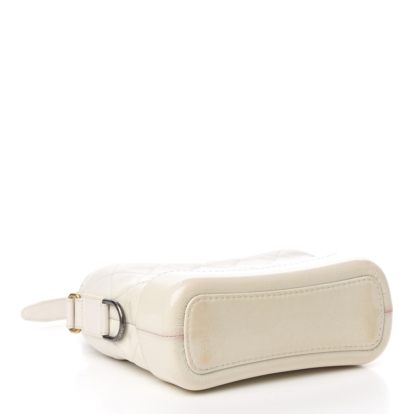 Patent Goatskin Quilted Small Gabrielle Hobo White