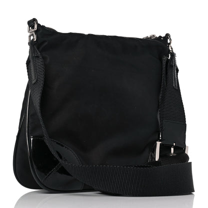 Prada Tessuto Nylon Patent Flat Messenger Bag Black 2 of 7