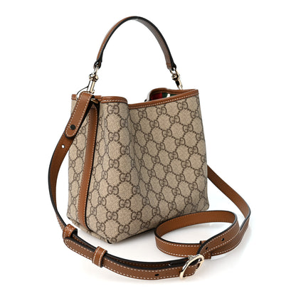 Gucci GG Supreme Monogram Emblem Small Shoulder Bag Beige Ebony Sundial 3 of 9