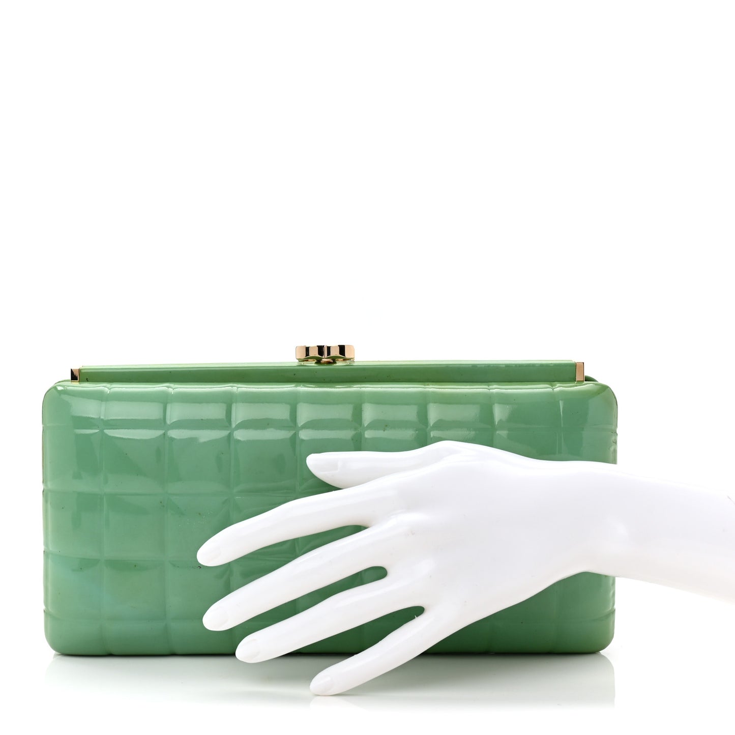Patent Frame Chocolate Bar Clutch Light Blue