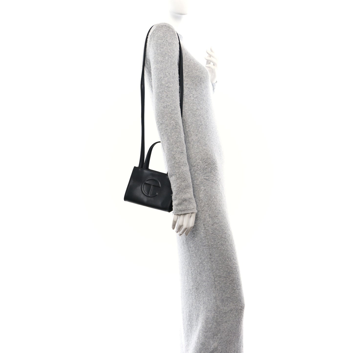 Vegan Leather Small Shopping Bag Black