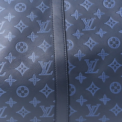 Louis Vuitton Calfskin Monogram Shadow Keepall Bandouliere 50 Navy 11 of 14