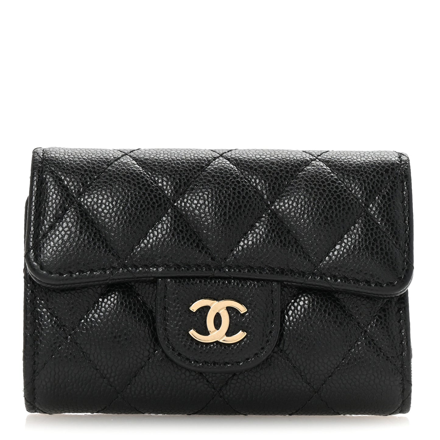 Caviar Quilted Classic 4 Key Holder Wallet Black