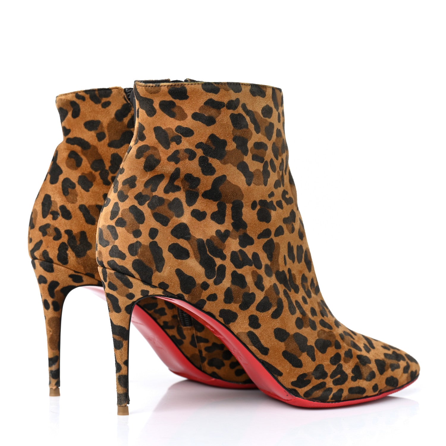 Christian Louboutin Veau Velours Leopard Print Eloise Booty 85 Ankle Boots 39 Caramel 4 of 8