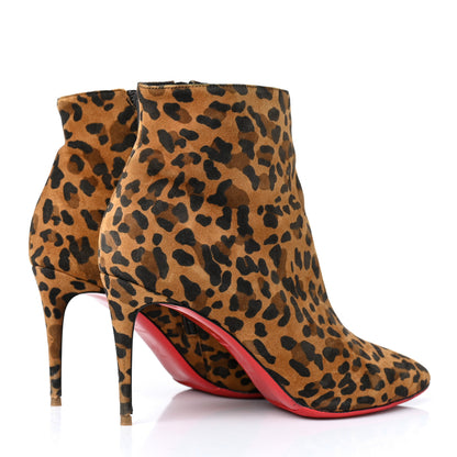 Christian Louboutin Veau Velours Leopard Print Eloise Booty 85 Ankle Boots 39 Caramel 4 of 8