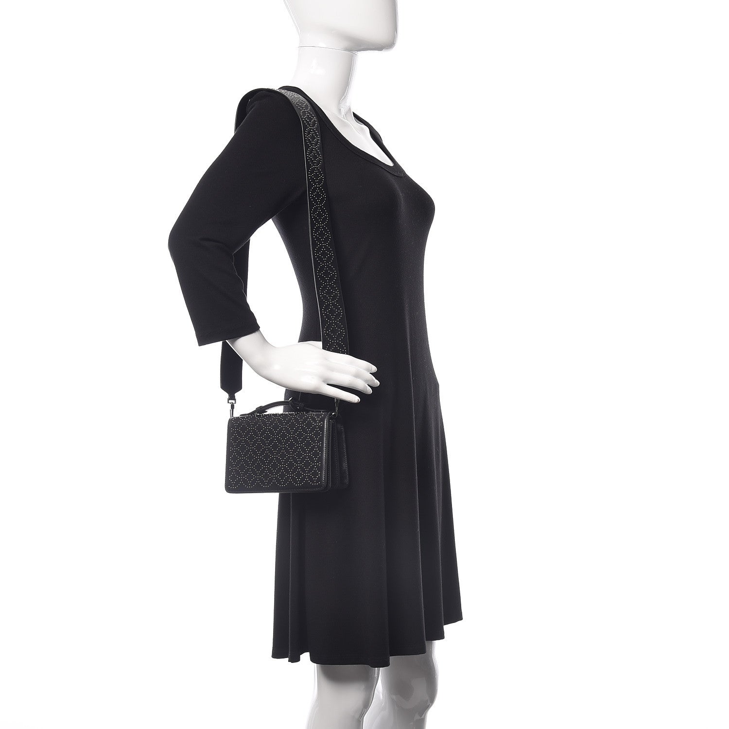 Alaia Calfskin Arabesque Studded Medium Franca Crossbody Black 2 of 8