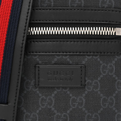 Gucci GG Supreme Monogram Appia Calfskin Web Small Camera Messenger Bag Black Grey 8 of 12