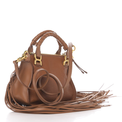 Chloe Shiny Small Grain Calfskin Mini Marcie Multi Fringe Satchel Tan 2 of 9