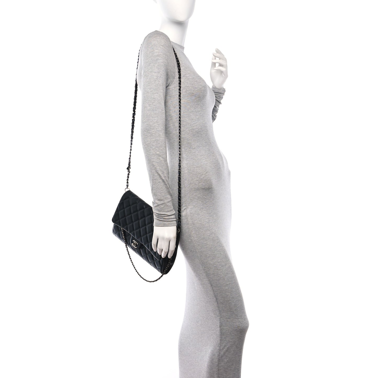 Lambskin Quilted Clutch with Chain Flap Black