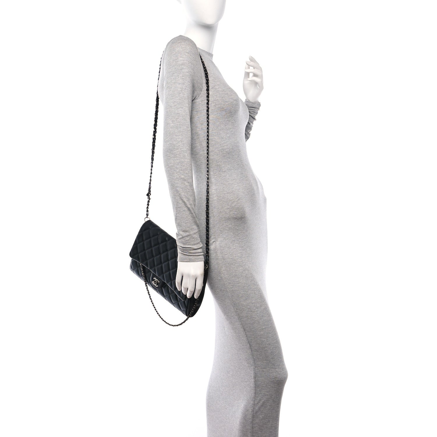 Chanel Lambskin Quilted Clutch with Chain Flap Black 2 of 12