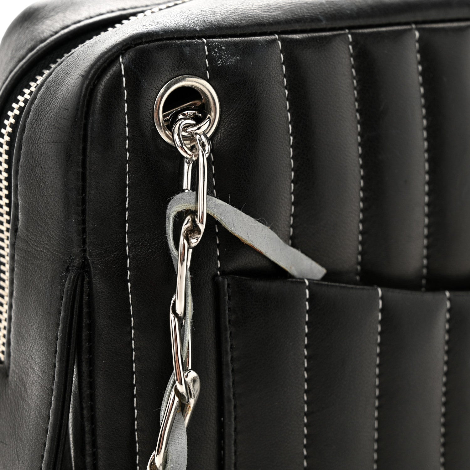 Chanel Lambskin Vertical Quilted Mademoiselle Small Camera Case Black 12 of 13