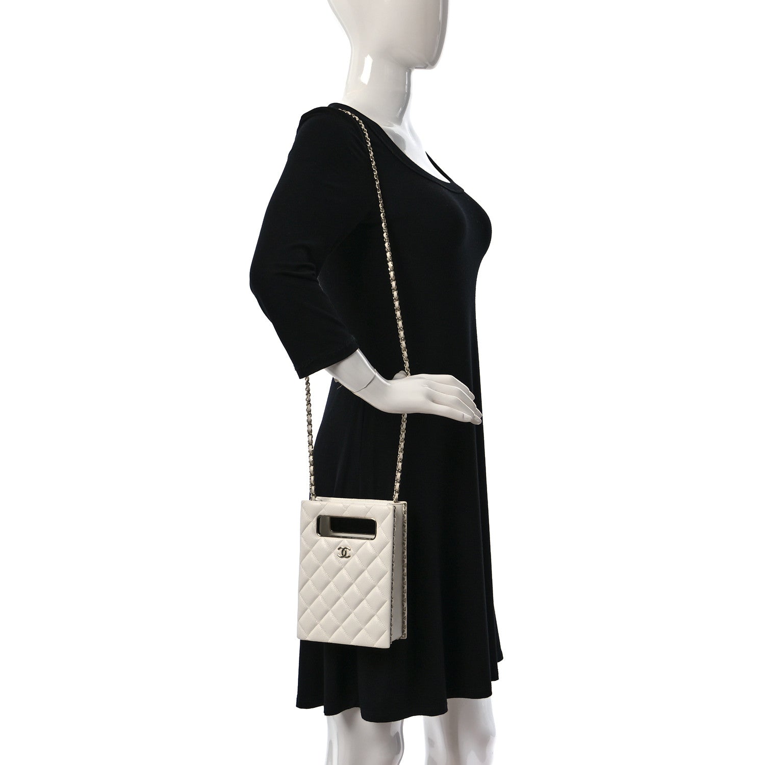 Chanel Caviar Quilted Evening Box Bag White 2 of 9