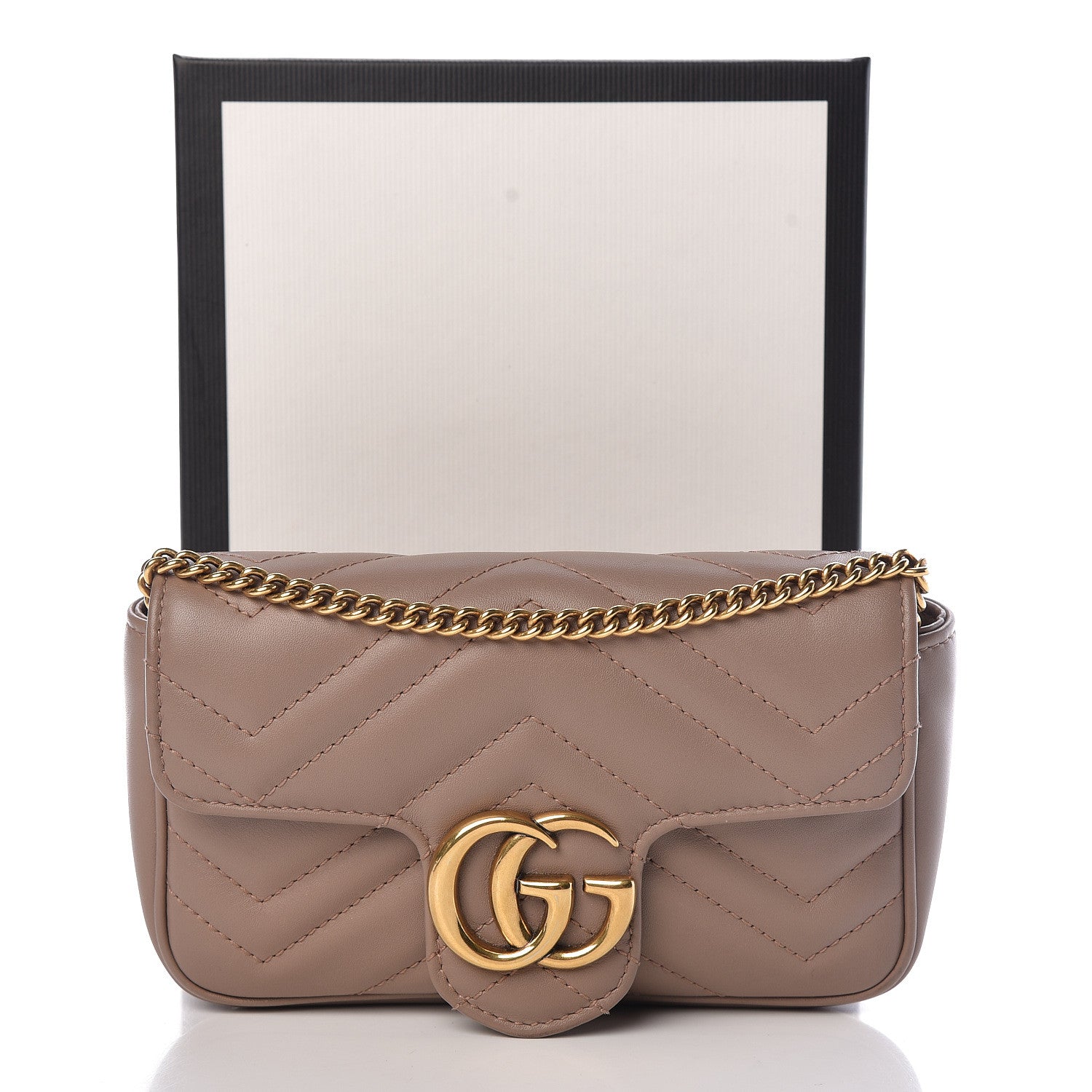 Gucci Calfskin Matelasse Super Mini GG Marmont Shoulder Bag Porcelain Rose 12 of 12