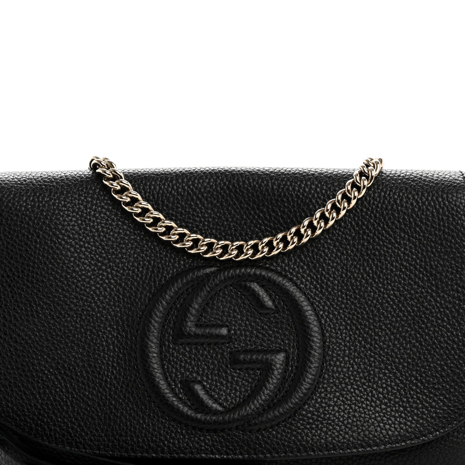 Gucci Pebbled Calfskin Medium Soho Flap Crossbody Black 9 of 11