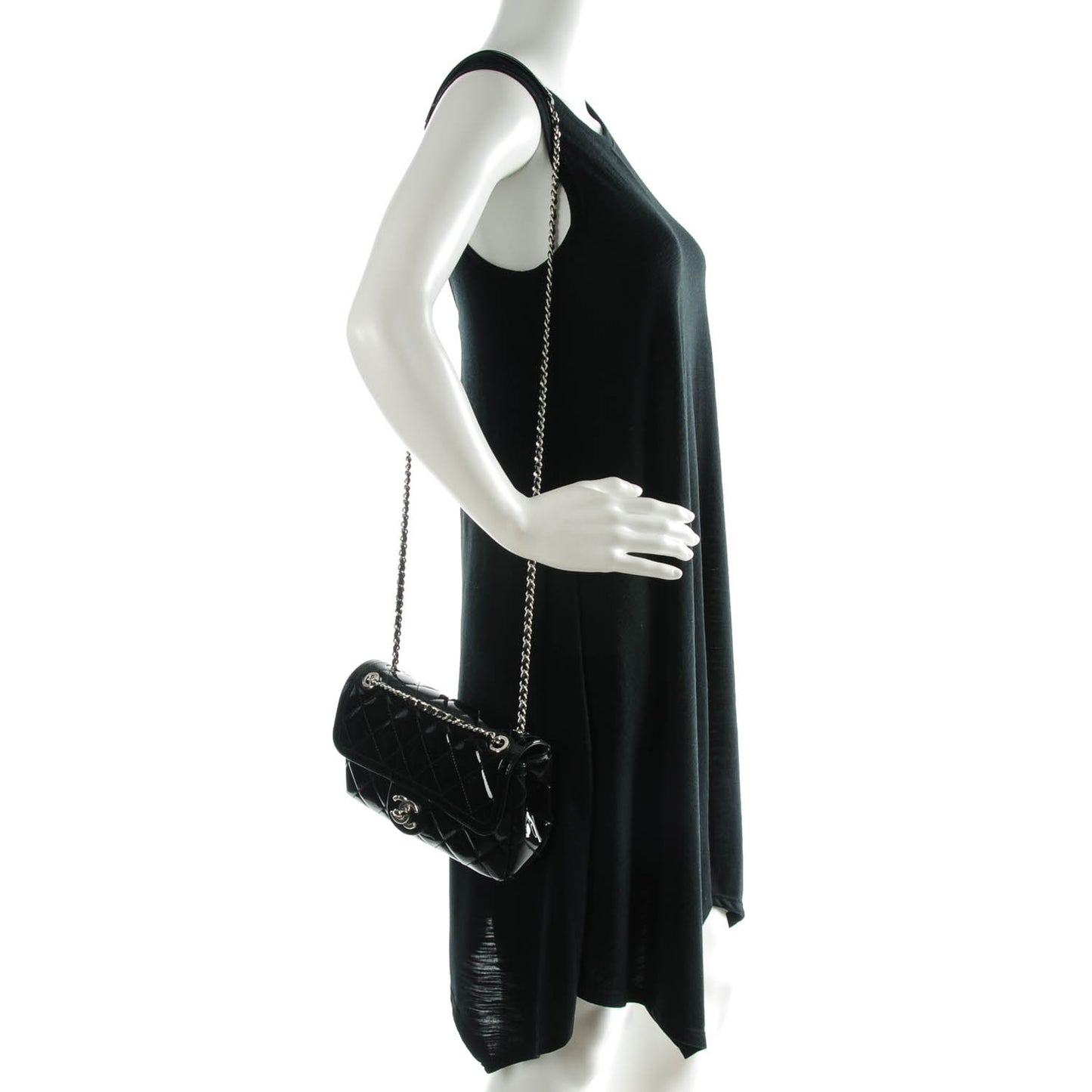 Patent Quilted Small Coco Shine Flap Black