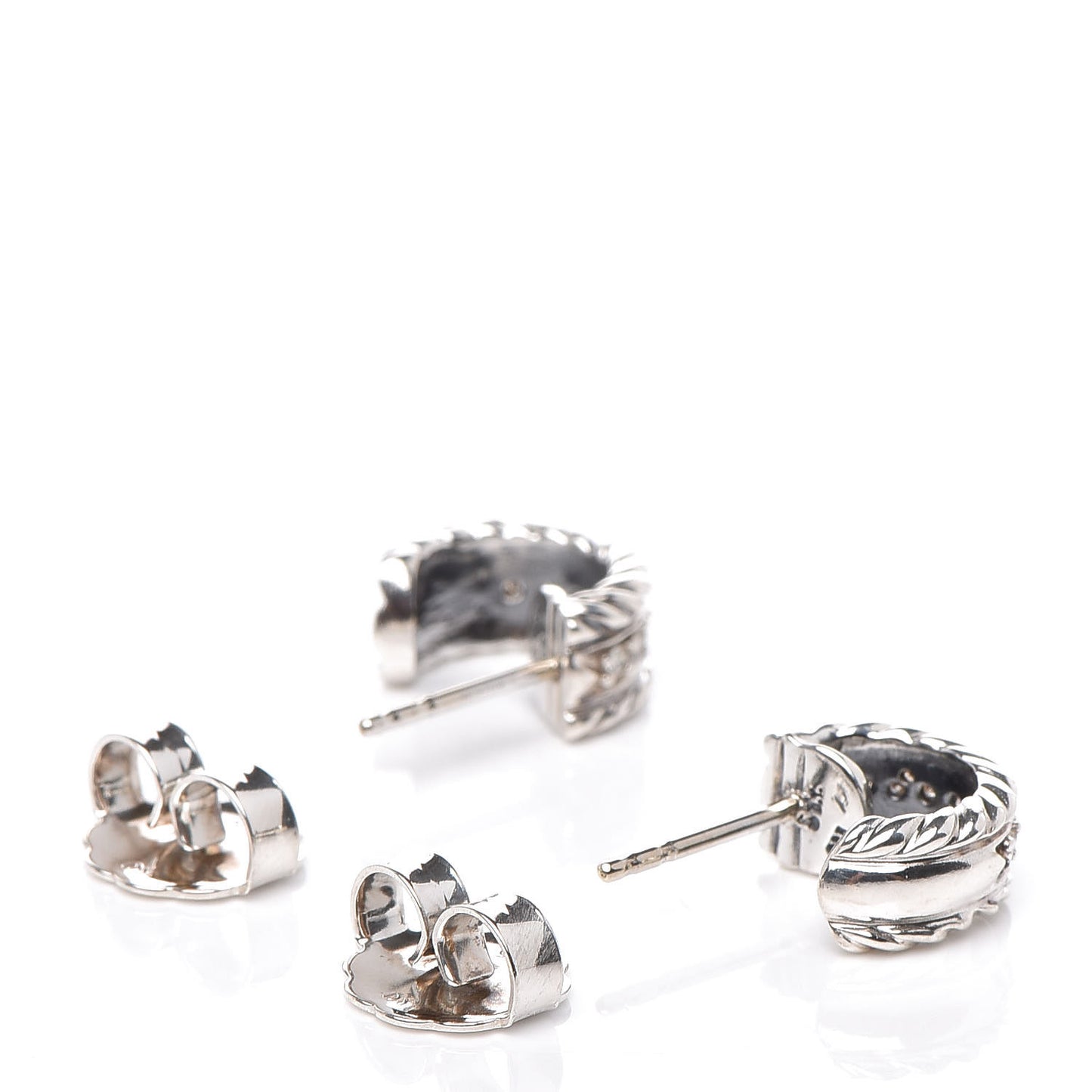Sterling Silver Diamond 12mm Cable Hoop Earrings