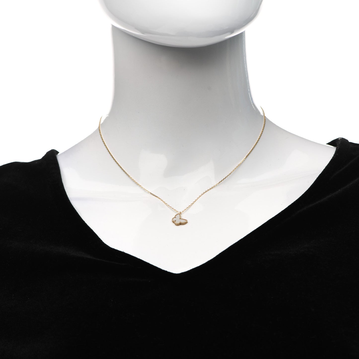 18K Yellow Gold Mother of Pearl Sweet Alhambra Butterfly Pendant Necklace