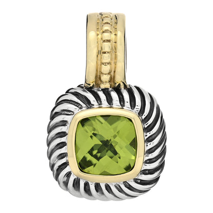 David Yurman Sterling Silver 14K Yellow Gold Peridot 7mm Albion Enhancer Pendant 1 of 3