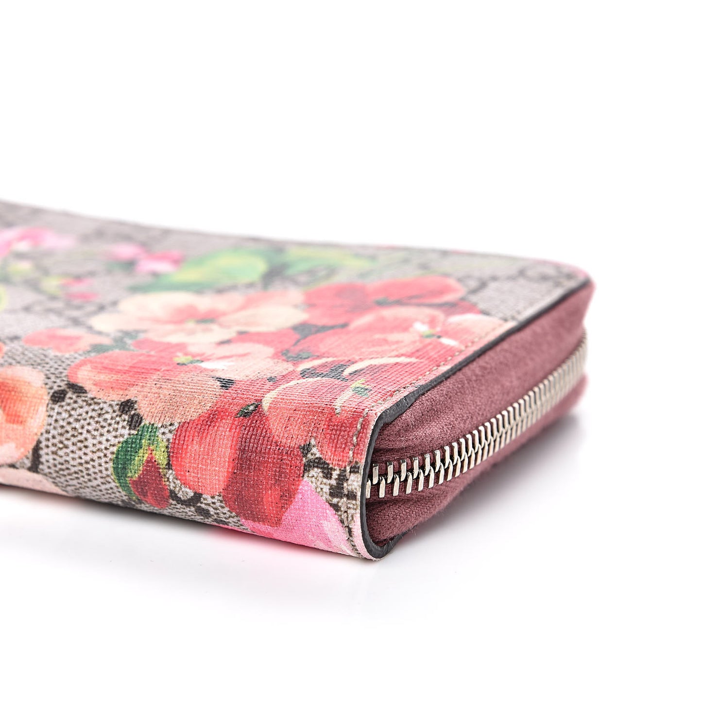 GG Supreme Monogram Blooms Zip Around Wallet Beige Multicolor Dry Rose