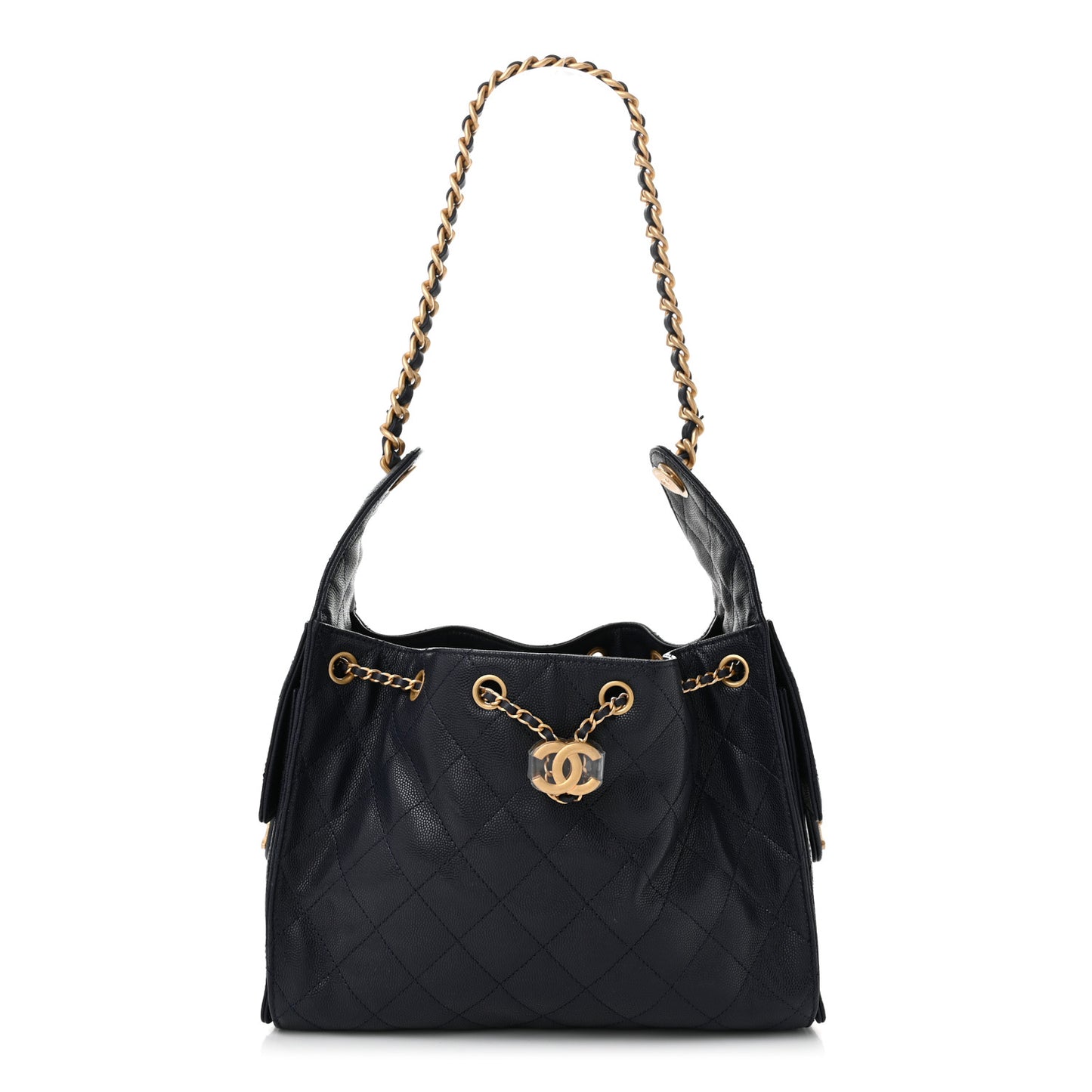 Caviar Quilted Small Chanel 25 Handbag Dark Navy