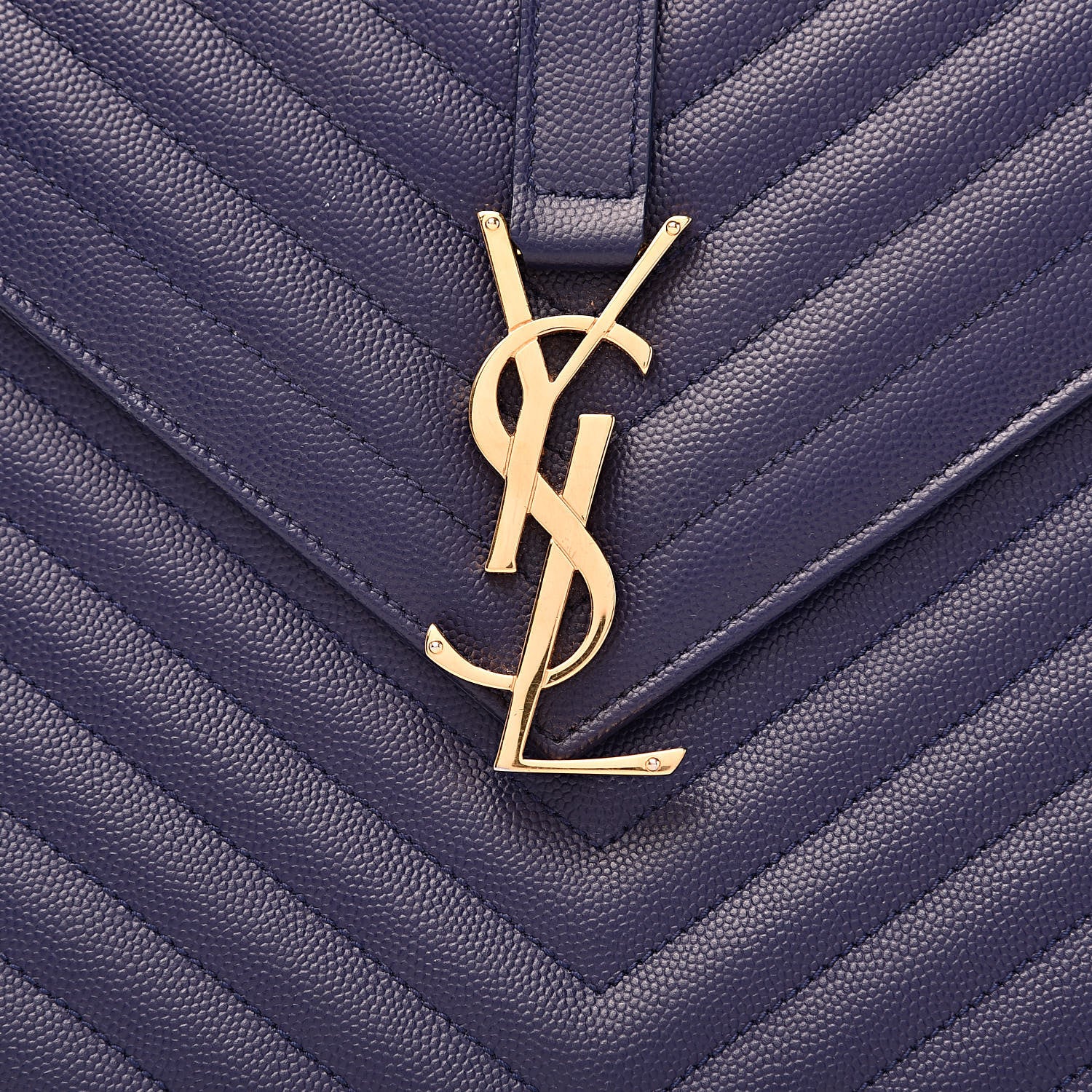 Saint Laurent Grain De Poudre Matelasse Chevron Large Monogram Satchel Blue 16 of 16