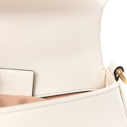 Gucci Calfskin Matelasse Mini GG Marmont Top Handle Shoulder Bag White 9 of 10
