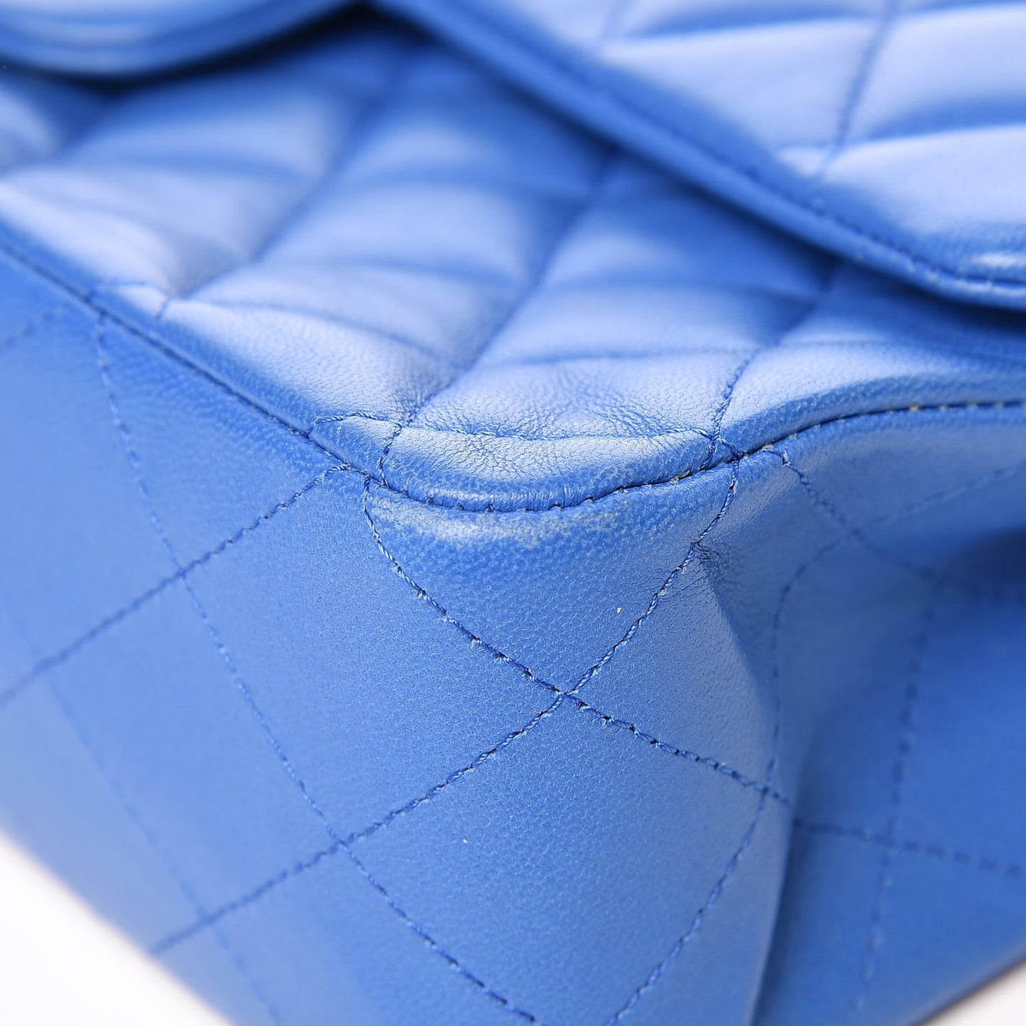 Lambskin Quilted Medium Double Flap Blue