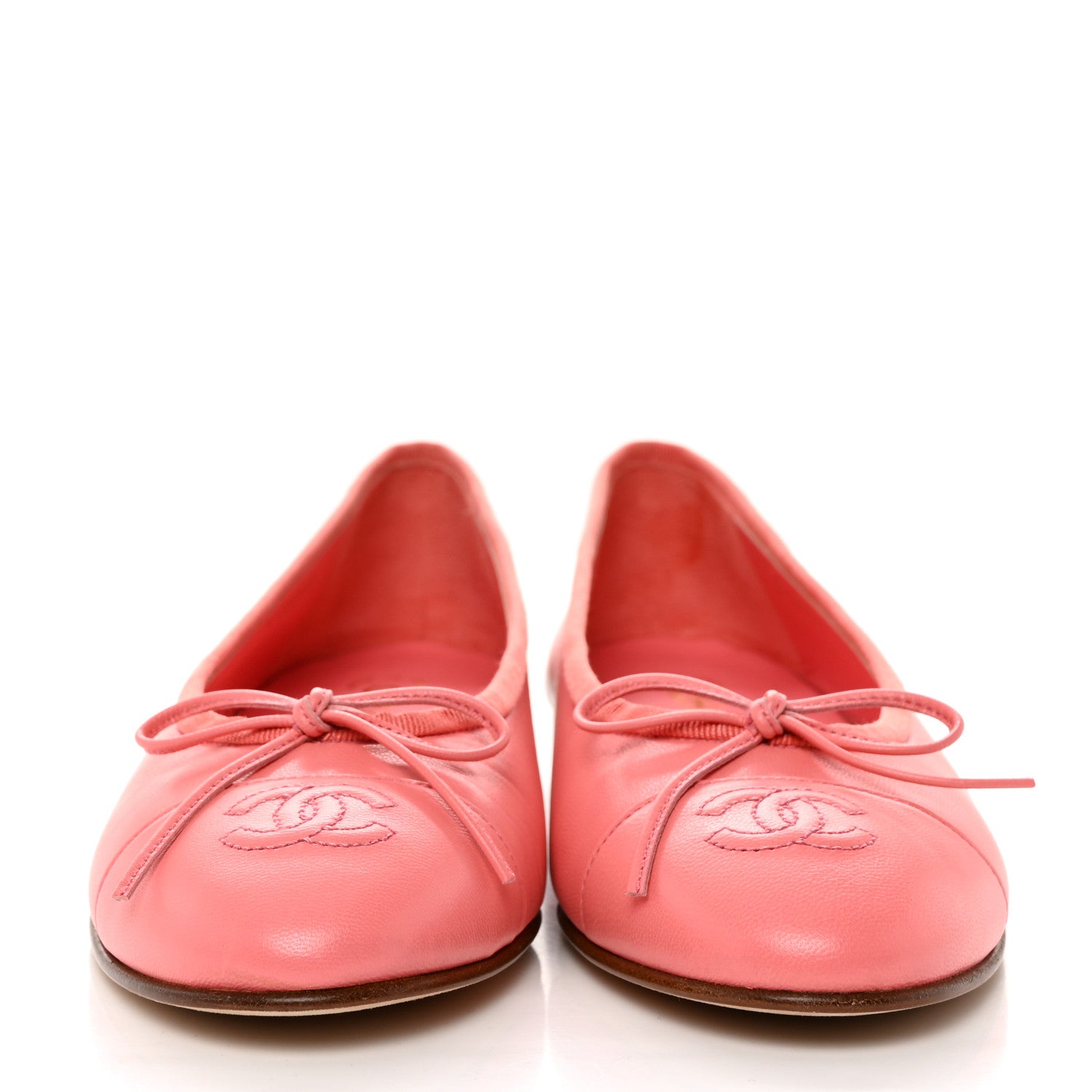 Chanel Goatskin Cap Toe CC Ballerina Flats 38 Pink 2 of 9