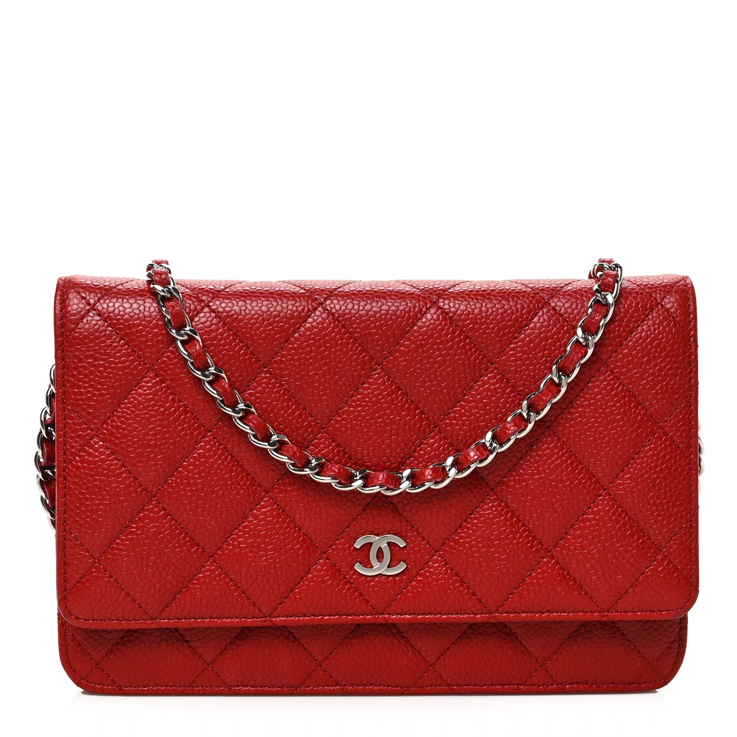 Chanel Caviar Quilted Wallet on Chain WOC Red 1 of 10