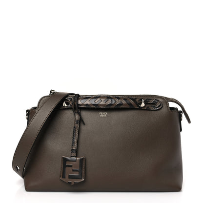 Fendi Vitello Dolce Bi-Color FF 1974 Embossed Medium By The Way Boston Bag Maya Black 1 of 9