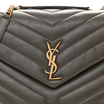 Saint Laurent Calfskin Y Quilted Monogram Medium Loulou Chain Satchel Dark Khaki 9 of 12