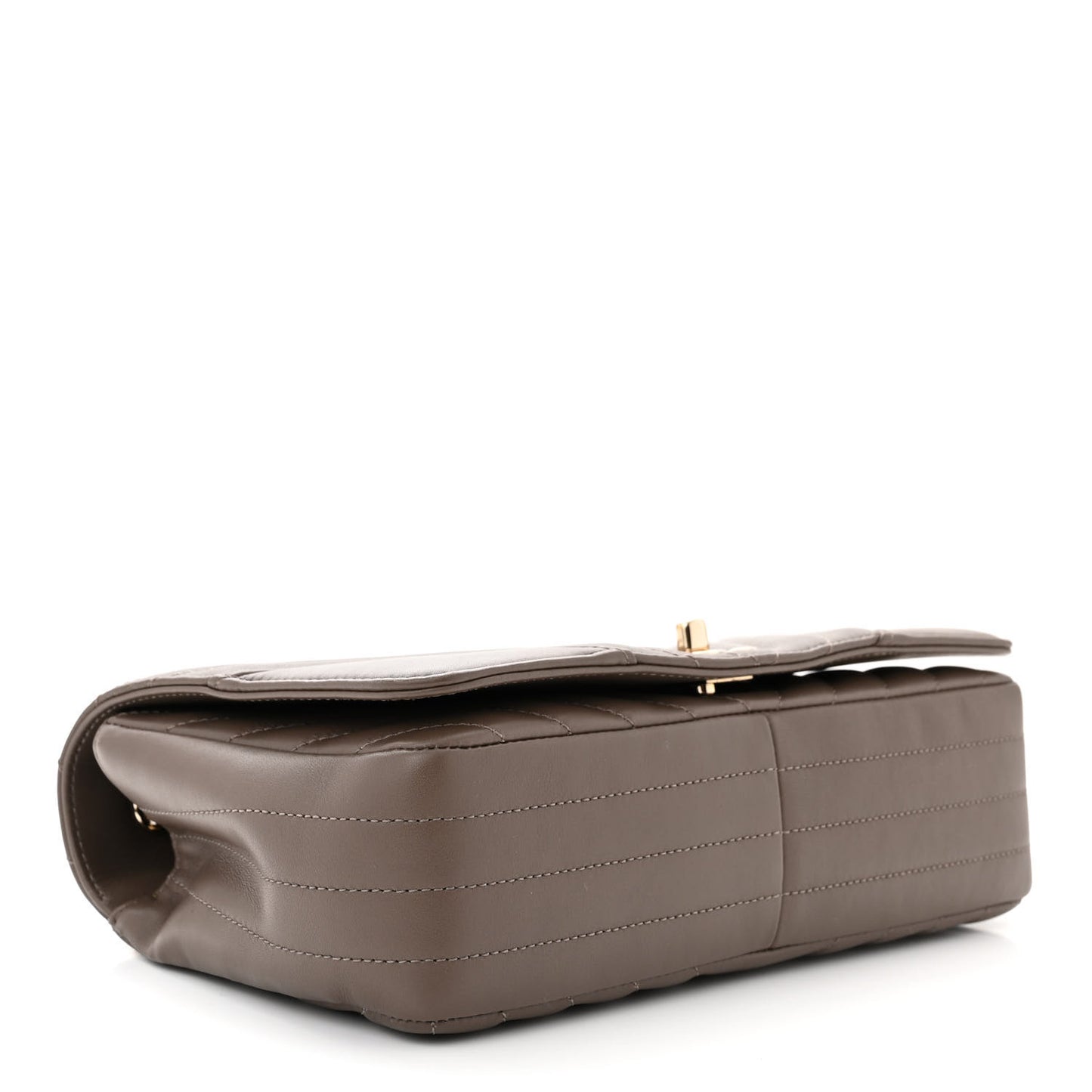 Calfskin Chevron Quilted Medium Statement Flap Khaki