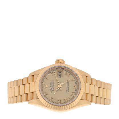 Rolex 18K Yellow Gold 26mm Oyster Perpetual Datejust President Watch Champagne Roman 69178 2 of 5